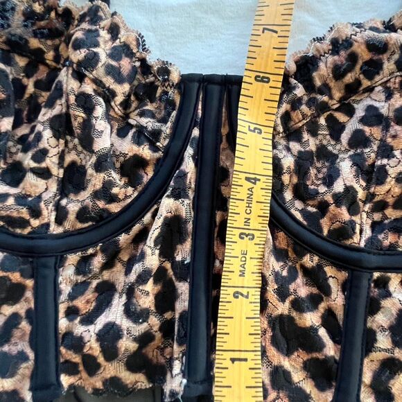 Anthropologie Giselle Lace Bustier Leopard Print Corset Top Sz S - Picture 6 of 9